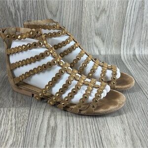 Vaneli Gold and Tan Strappy Sandals